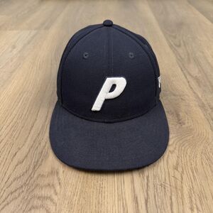 Palace New Era Hat Cap Fitted Mens 7 1/4 Blue P Logo Baseball Skate Low Profile